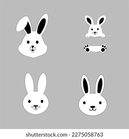Rabbit icon, easter bunny animal symbol. Linear style sign for mobile concept and web design. Rabbit symbol logo illustration. vector graphics - Vector. Black side silhouette of a rabbit.