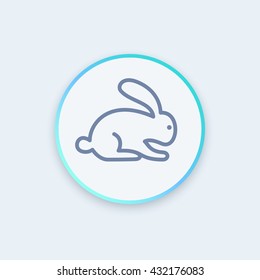 rabbit icon, rabbit farm round linear pictogram, vector illustration