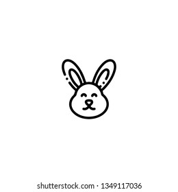 Rabbit icon, flat design line art thin style. Easter Day vector illustration