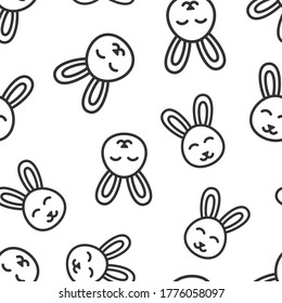 Rabbit icon in flat style. Bunny vector illustration on white isolated background. Happy easter seamless pattern business concept.