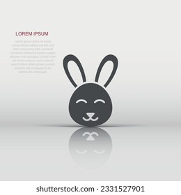 Rabbit icon in flat style. Bunny vector illustration on white isolated background. Happy easter business concept.