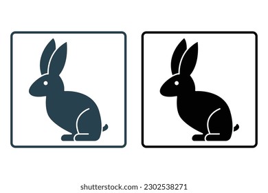 Rabbit icon illustration. Solid icon style. icon related to pet. Simple vector design editable
