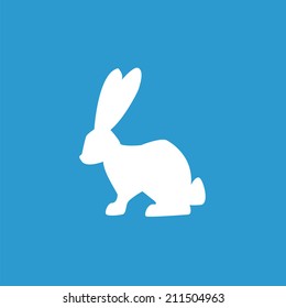 rabbit icon, isolated, white on the blue background. Exclusive Symbols 