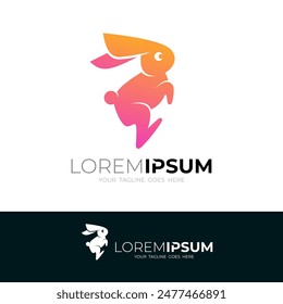 Icono de conejo está saltando, logo listo para usar