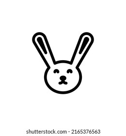 Rabbit Icon. Line Art Style Design Isolated On White Background
