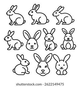 Rabbit icon line drawing, outline bunny