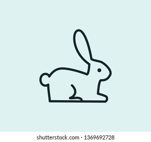 Rabbit icon line isolated on clean background. Rabbit icon concept drawing icon line in modern style. Vector illustration for your web mobile logo app UI design.