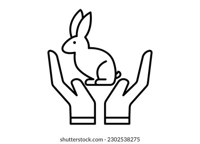 Rabbit Icon. Line icon style. icon related to pet care. Simple vector design editable