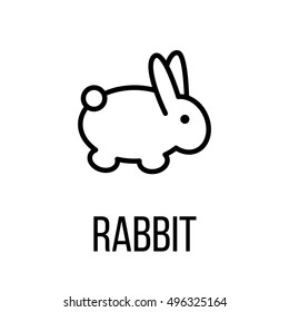 Rabbit icon or logo in modern line style. High quality black outline pictogram for web site design and mobile apps. Vector illustration on a white background.