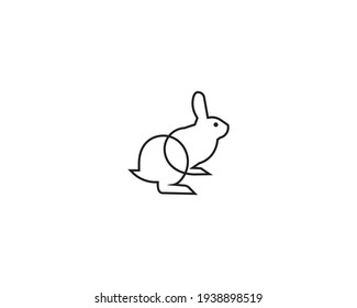 Rabbit icon, logo, vector. creative bunny illustration black outline with white background .