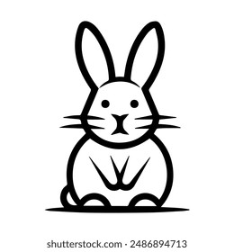 Rabbit icon or modern line symbol. Vector line art and icon design with bold outline. Black and white Pixel Perfect minimalistic symbol isolated white background. Silhouette simple thin sign