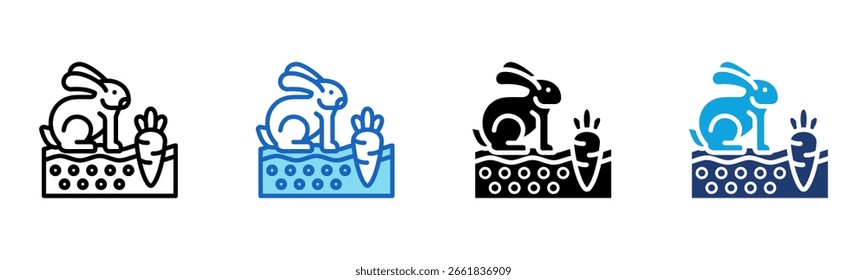 Rabbit icon Multi Style Vector Illustration