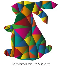 Rabbit icon. Multicolor polygon silhouette. Crystal animal Vector. Abstract texture. EPS 10.