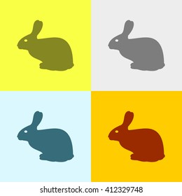 Rabbit Icon on Four Different Backgrounds. Eps-10.