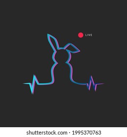 Rabbit Icon Recording Logo Design Vector