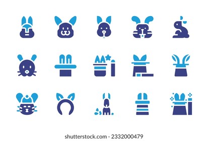 Rabbit icon set. Duotone color. Vector illustration. Containing rabbit, magic, magic hat, bunny ears, hairband, easter bunny, magician hat.