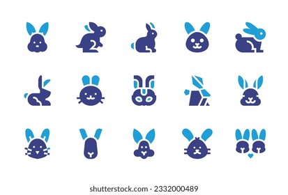 Rabbit icon set. Duotone color. Vector illustration. Containing bunny, rabbit, mask, rabbits.