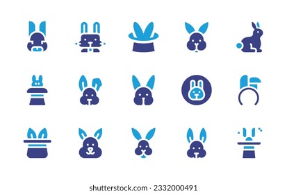 Rabbit icon set. Duotone color. Vector illustration. Containing rabbit, bunny, wizard hat, bunny ears, magic trick, magic hat.