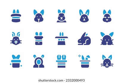 Rabbit icon set. Duotone color. Vector illustration. Containing magic hat, rabbit, bunny ears, magician hat, bunny.