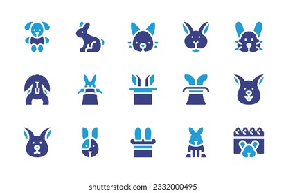 Rabbit icon set. Duotone color. Vector illustration. Containing rabbit, magician hat, magic hat, bunny.