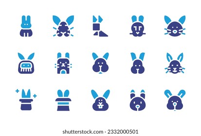 Rabbit icon set. Duotone color. Vector illustration. Containing rabbit, magician, hat, bunny, arctic hare.