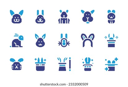 Rabbit icon set. Duotone color. Vector illustration. Containing rabbit, magic hat, cruelty free, magic.