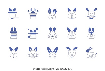 Rabbit icon set. Duotone style line stroke and bold. Vector illustration. Containing magic, magic hat, rabbit, magician hat, bunny.