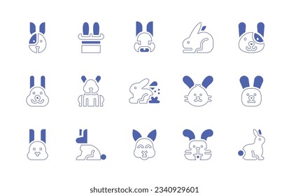 Rabbit icon set. Duotone style line stroke and bold. Vector illustration. Containing bunny, magic hat, rabbit, easter bunny.