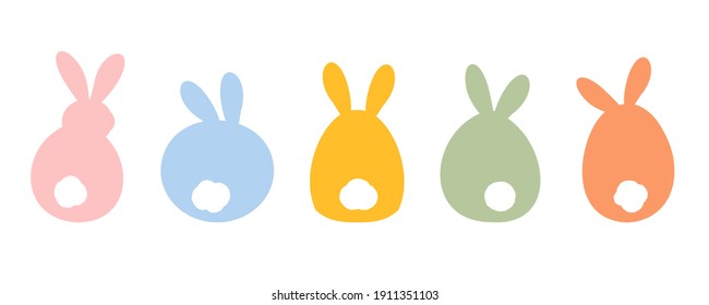Rabbit icon set isolated on white background vector illustration. Easter day elements.