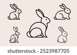 Rabbit icon set line art logo design vector illustration