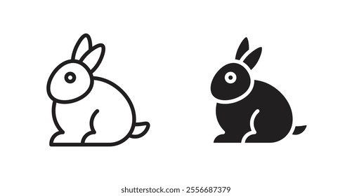 Rabbit icon set in Thin line black color.