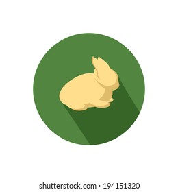 Rabbit icon with shadow in flat design