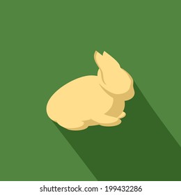 Rabbit icon with shadow in flat design