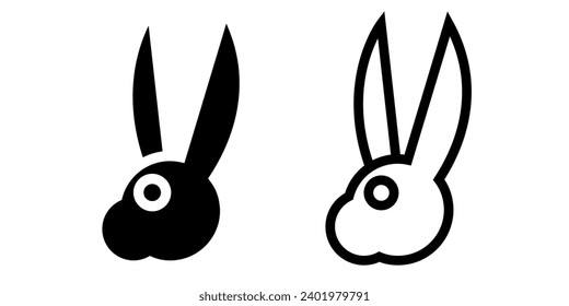 rabbit icon, sign, or symbol in glyph and line style isolated on transparent background. Vector illustration	
