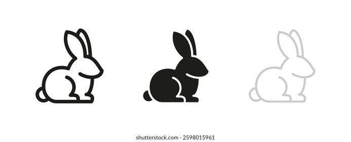 Rabbit icon. Sitting bunny with long ears vector illustration. Cute and fluffy animal symbol. Adorable pet pictogram. Gentle and friendly wildlife concept.