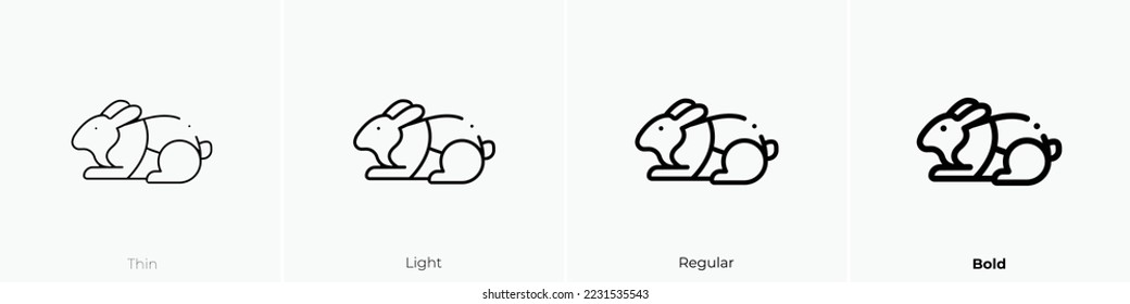 rabbit icon. Thin, Light Regular And Bold style design isolated on white background