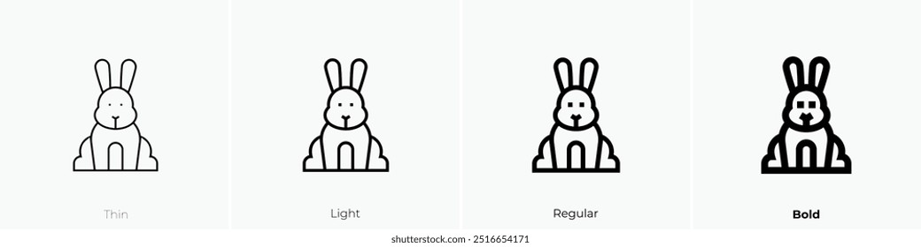 ícone de coelho. Design fino, leve, regular e negrito, isolado no fundo branco