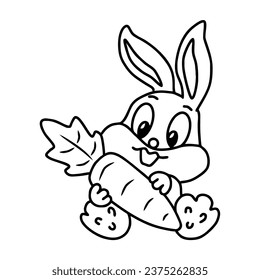 Rabbit icon in thin line style isolated on white background. Vector illustration