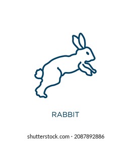 rabbit icon. Thin linear rabbit outline icon isolated on white background. Line vector rabbit sign, symbol for web and mobile