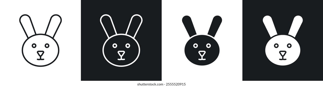 Rabbit icon vector collection in black and white.