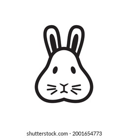 Rabbit icon. Vector isolated funny pet head pictogram on white background