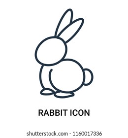 Rabbit icon vector isolated on white background, Rabbit transparent sign , outline linear symbol or thin lined pictogram