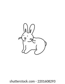 Rabbit icon vector isolated on white background. vector line art illustration. Perfect for home decor such as posters, wall art, tote bag, t-shirt print, sticker, mobile case