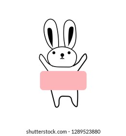 rabbit icon vector with pink space.Cute rabbit  design.for Children and more. 