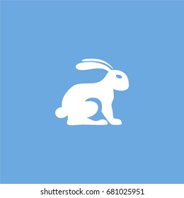 rabbit icon. vector sign symbol on blue background