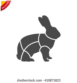 rabbit icon, vector rabbit silhouette, isolated bunny