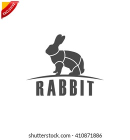 rabbit icon, vector rabbit silhouette, isolated bunny