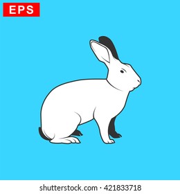 rabbit icon, vector rabbit silhouette, isolated bunny