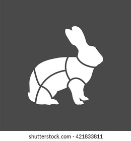 rabbit icon, vector rabbit silhouette, isolated bunny