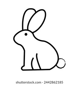 Rabbit icon vector symbol. Rabbit simple flat line icon for web. Bunny linear illustration. Black outline modern hare pictogram design. Vector illustration. Eps file 363.